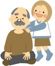 おじいちゃんと孫　A grandpa and a grandchild